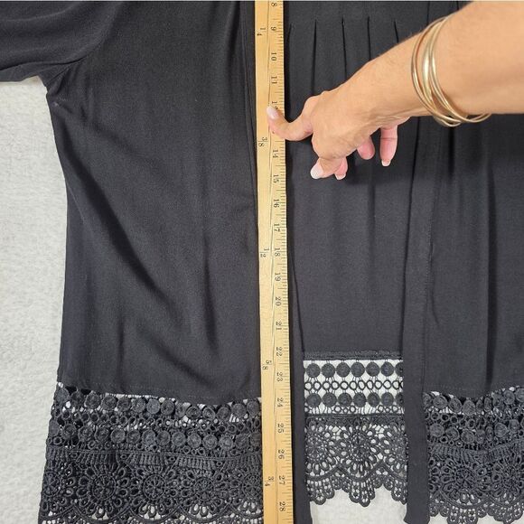 Xhilaration Black Lace Trim Open Front Cardigan – Size Large - Picture 12 of 15